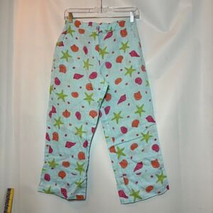 Women's Linen Shell Starfish Pants Cropped Beach Size S Petite Vacation Cruise